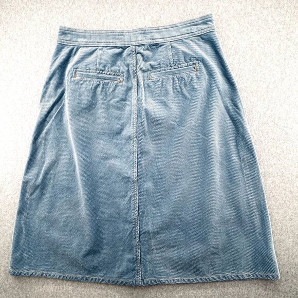 Anthropologie Sky Light Blue Corduroy Skirt Size 2 Button-Front A-Line Pockets - Picture 2 of 12